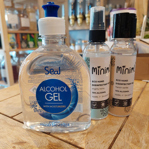 Seal Hand Sanitiser Gel (300ml) with Moisturisers-Miniml Disinfectant Gel-Miniml Disinfectant Hand Rub/Sanitiser (100ml)-Eco Replenishers