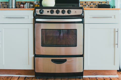 Gas oven inside a kitchen